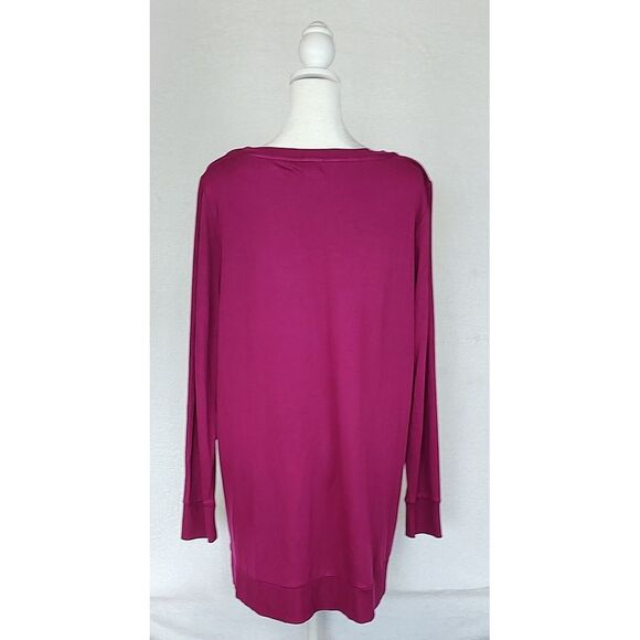 Chico's magenta crew neck pullover sweatshirt tunic side zippers Large 2 NWT - Picture 3 of 9
